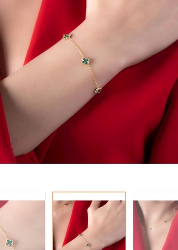  Beden altın Renk Altın 14 ayar van cleef model Kadın Bileklik