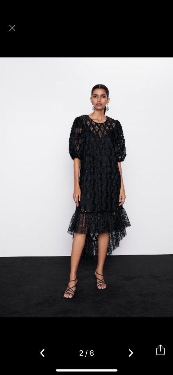 Zara Dantel Detaylı Asimetrik Elbise M - Görsel 2