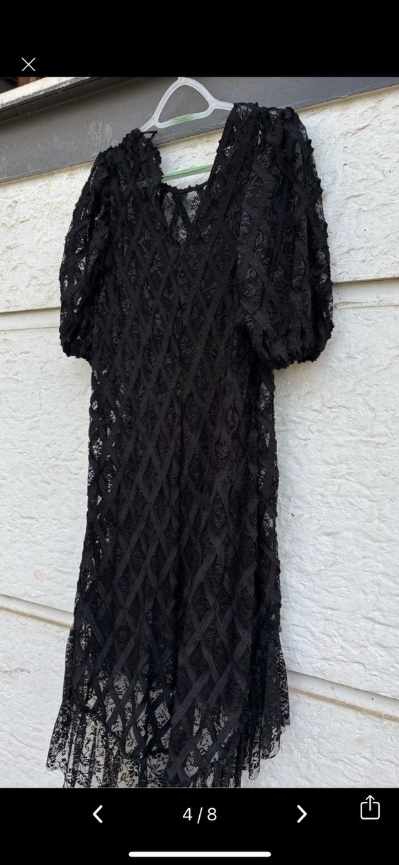 Zara Dantel Detaylı Asimetrik Elbise M - Görsel 4