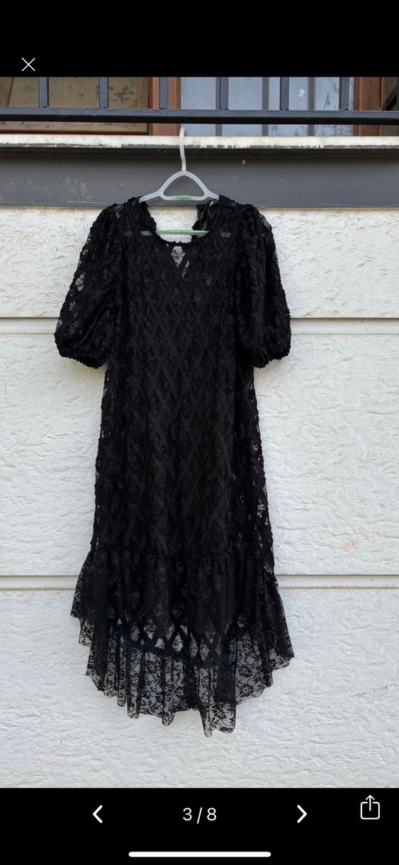 Zara Dantel Detaylı Asimetrik Elbise M - Görsel 3