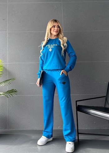 m Beden Prada Mavi Rahat Kesim Kadın Eşofman Takımı