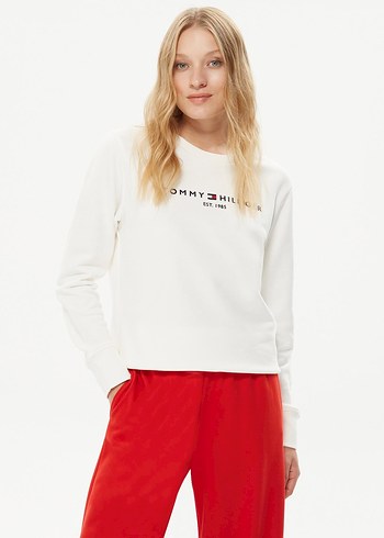 Tommy Hilfiger Beyaz Uzun Kollu Sweatshirt