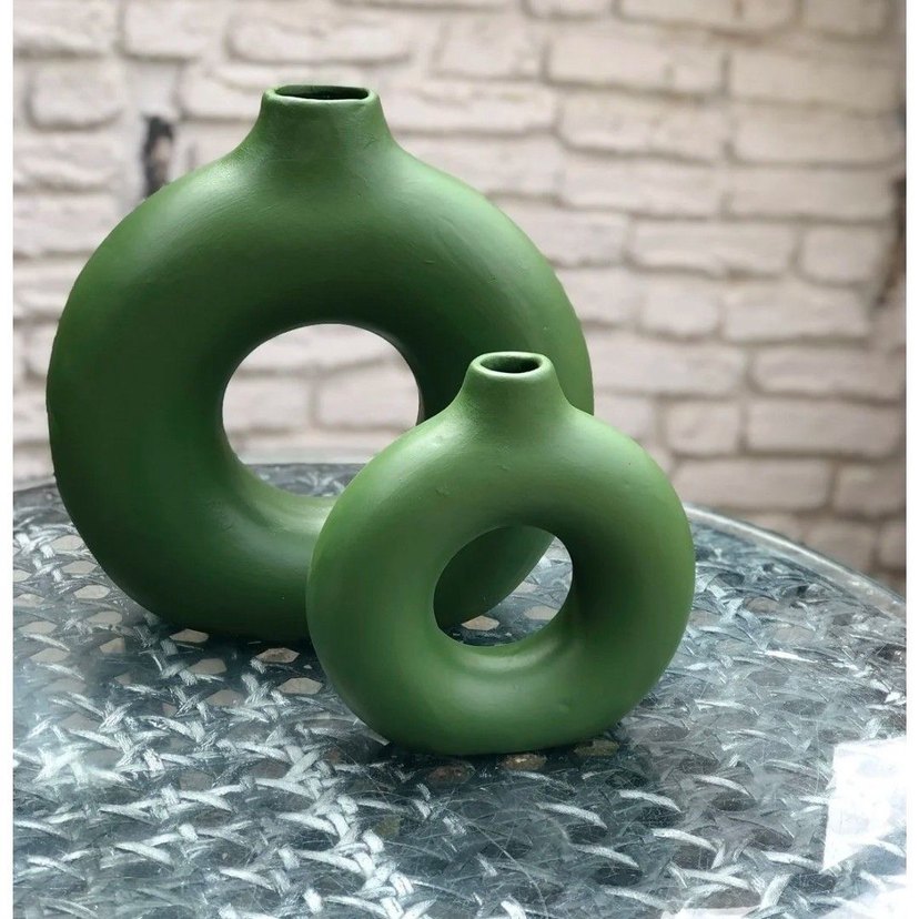 Yuvarlak Siyah Seramik Vazo - Görsel 4