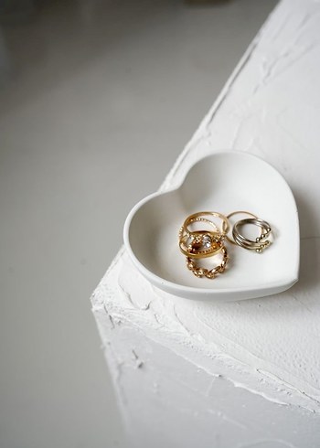 Beyaz Kalp Şekilli Bohem Tabak - Görsel 5