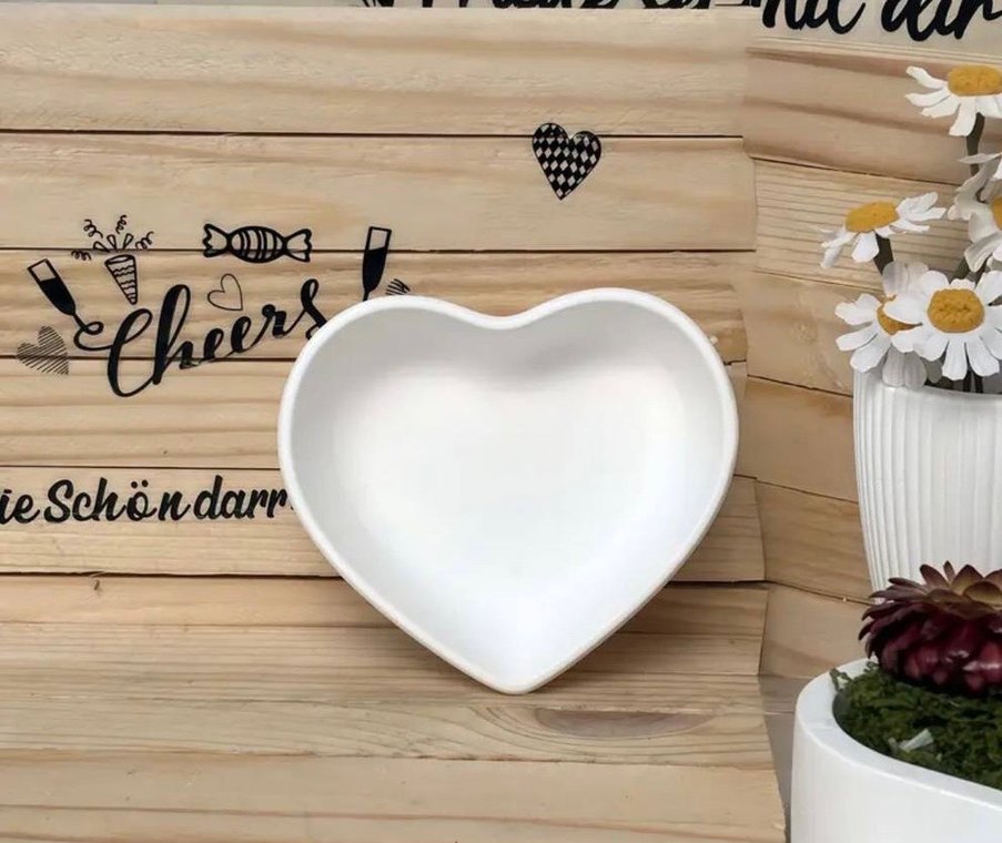 Beyaz Kalp Şekilli Bohem Tabak - Görsel 3