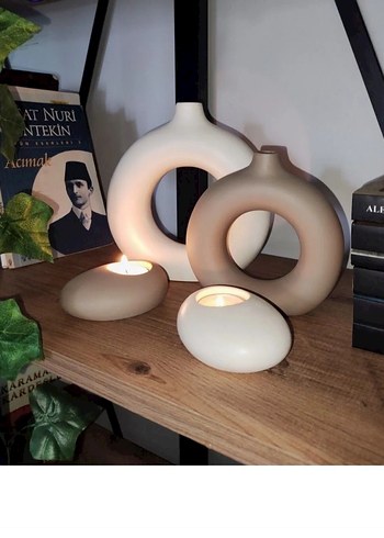 Bohem vazo set Siyah Halkalı Dekoratif Vazo - Görsel 7