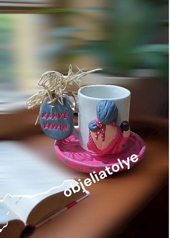 Leopar Desenli Kadın Figürlü Tabaklı Beyaz Kupa - Görsel 17