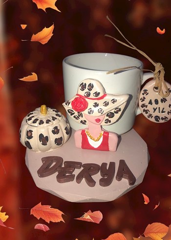 Kişiye özel kahve takım set Kahverengi Dekoratif Kupa - Görsel 2