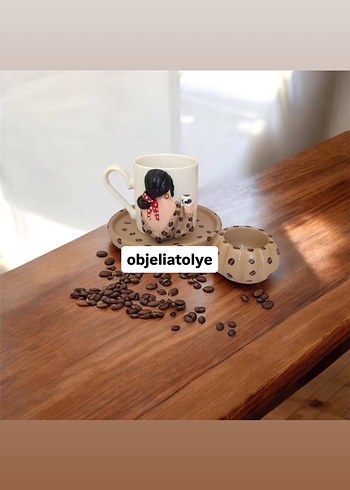 Kişiye özel kahve takım set Kahverengi Dekoratif Kupa - Görsel 13