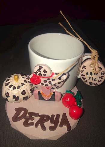 Kişiye özel kahve takım set Kahverengi Dekoratif Kupa - Görsel 3