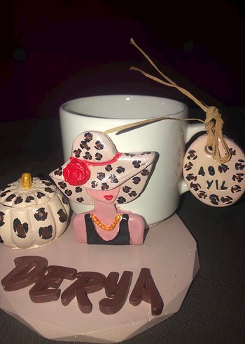 Kişiye özel kahve takım set Kahverengi Dekoratif Kupa - Görsel 4