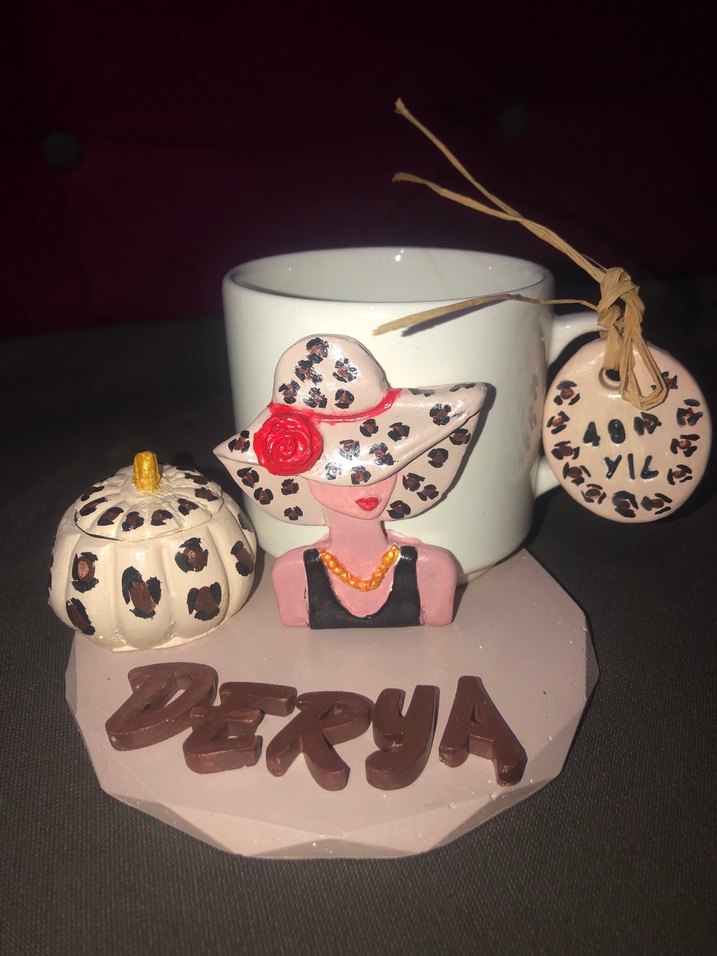 Kişiye özel kahve takım set Kahverengi Dekoratif Kupa - Görsel 5