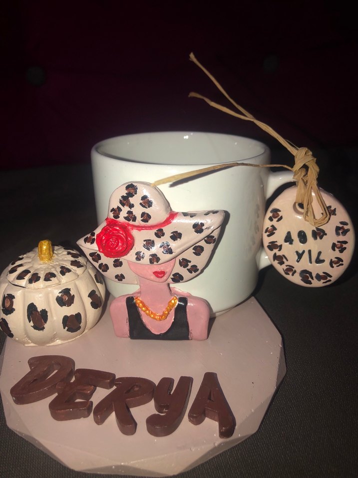 Kişiye özel kahve takım set Kahverengi Dekoratif Kupa - Görsel 4