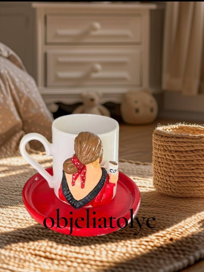 Kahve Temalı Figürlü Kahve Fincanı - Görsel 2
