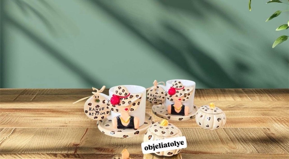 Kahve Temalı Figürlü Kahve Fincanı - Görsel 3