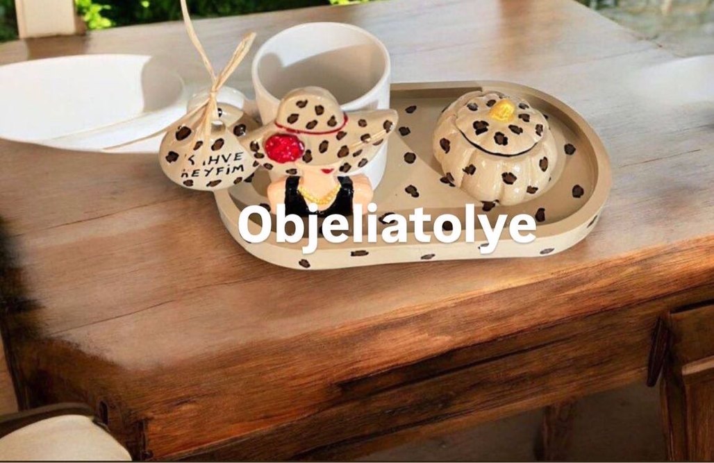 Renkli Kahverengi Dekoratif Fincan Seti - Görsel 5