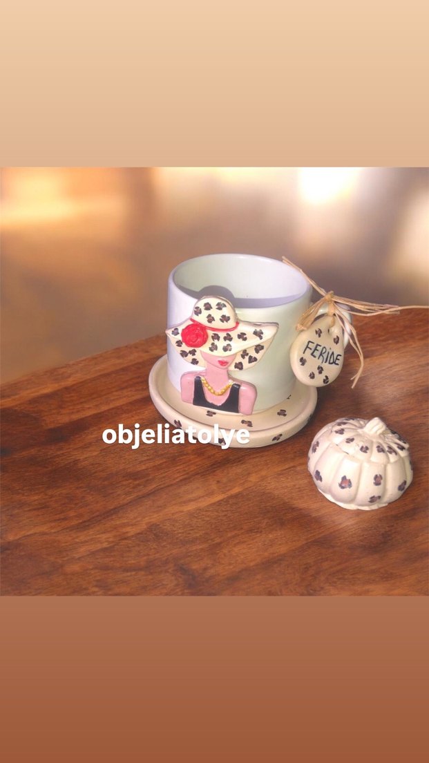 Renkli Kahverengi Dekoratif Fincan Seti - Görsel 4