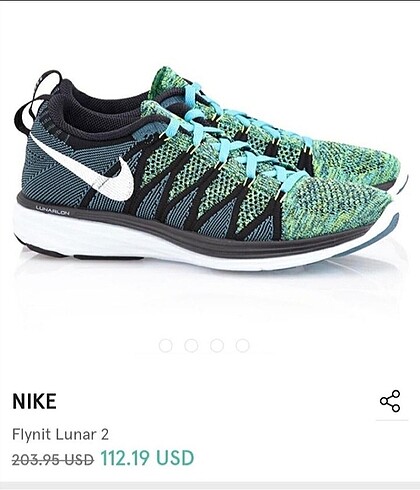 Nike spor ayakkabı lunar2 yeşil orjinal