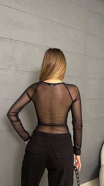 s Beden Stradavarius bodysuit transparan tül