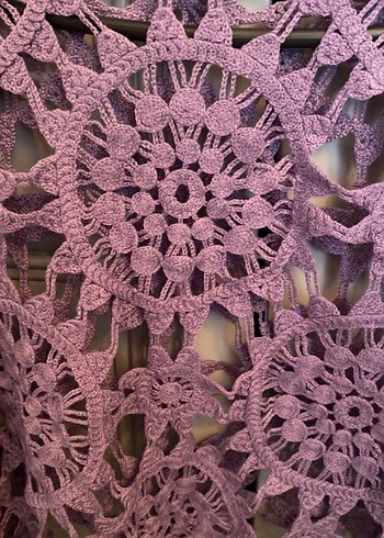 Mor Dantel Kadın Bohem Örgü Kazak - Görsel 2