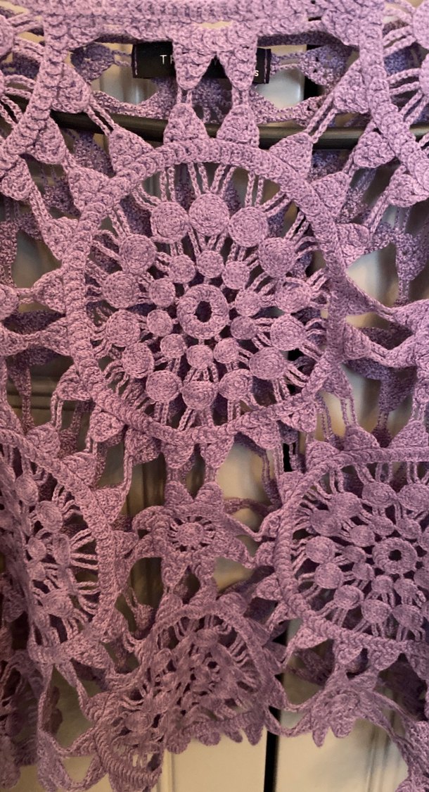 Mor Dantel Kadın Bohem Örgü Kazak - Görsel 2