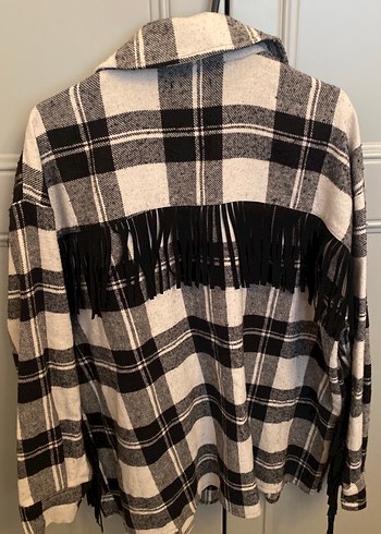 Gri Kareli Yün Kadın Gömlek - Görsel 2