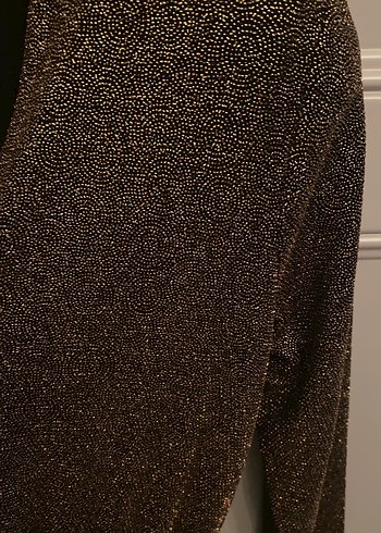 V Yaka Kahverengi Triko Midi Elbise - Görsel 2