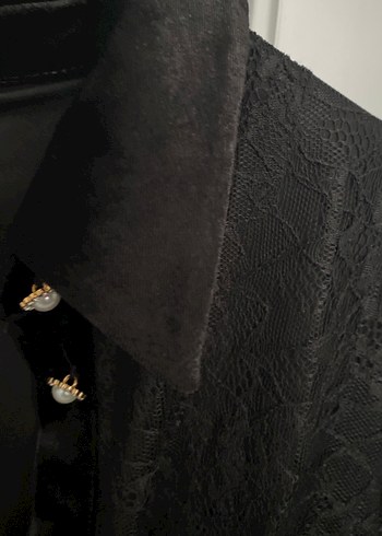 Gusto Düğmeli Siyah Uzun Gotik Elbise - Görsel 3