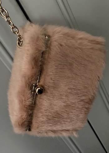 Bej Kürk Detaylı Kadın Omuz Çantası - Görsel 3