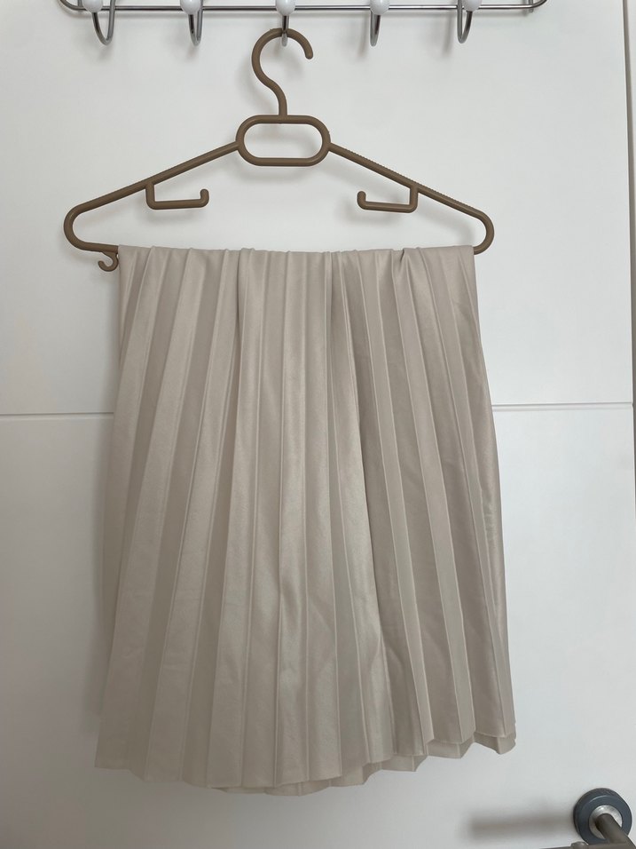 Bej Keten Piliseli Midi Etek - Görsel 2