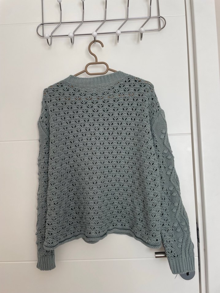 Bohem yeşil Örgü Kadın Kazak - Görsel 2