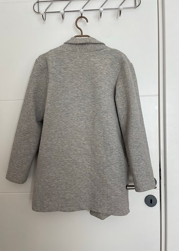 Gri Midi Kadın Keten Ceket - Görsel 2