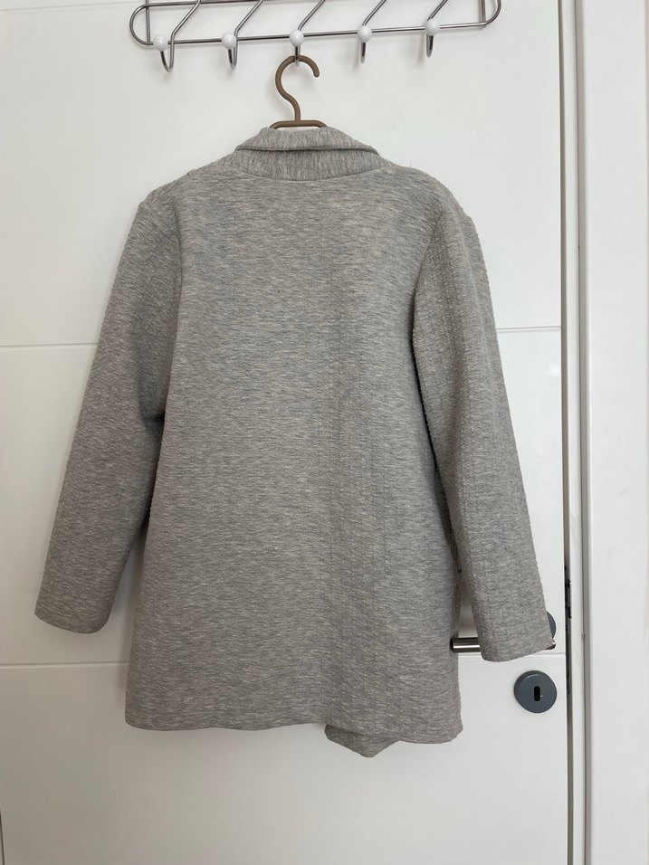 Gri Midi Kadın Keten Ceket - Görsel 2