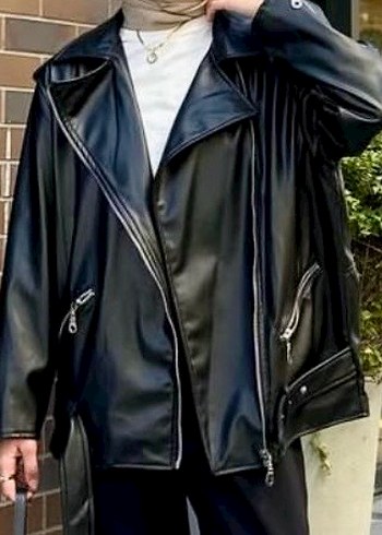 Siyah Deri Kadın Ceket - Görsel 2