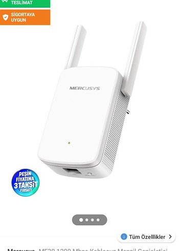 Garanti Belgeli Mercusys AC1200 Wi-Fi Menzil Genişletici ME30 - Görsel 7