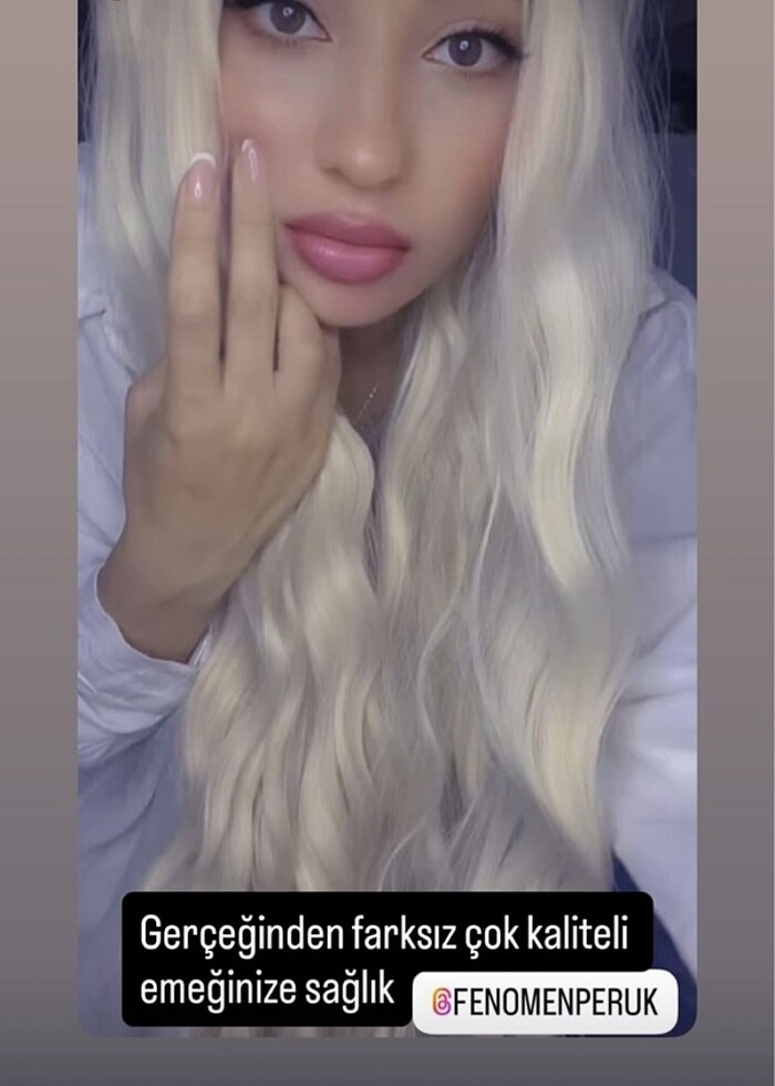 Platin saç peruk - Görsel 4