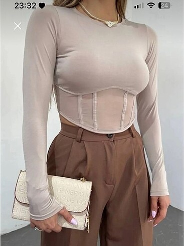 Diğer Bej crop bluz
