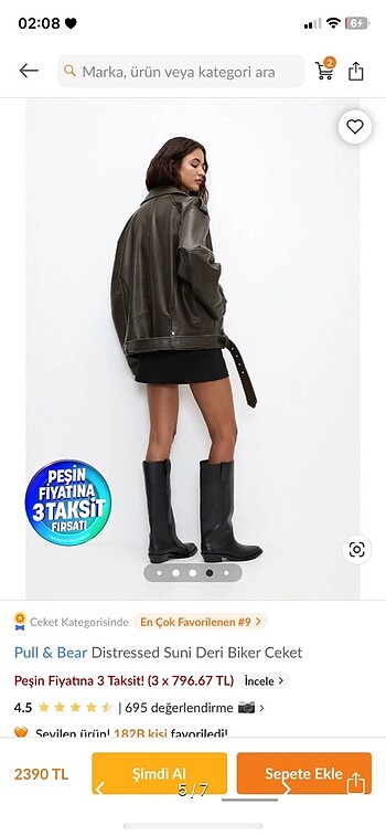l Beden haki Renk Pull&Bear haki deri ceket