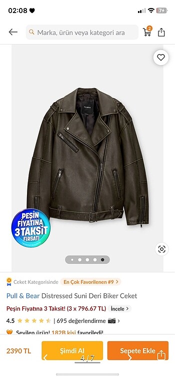 l Beden Pull&Bear haki deri ceket