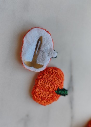 Balkabağı Nakışlı punch needle Çocuk Toka - Görsel 2