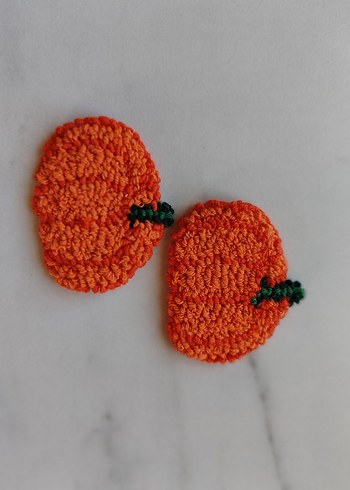 Balkabağı Nakışlı punch needle Çocuk Toka - Görsel 3