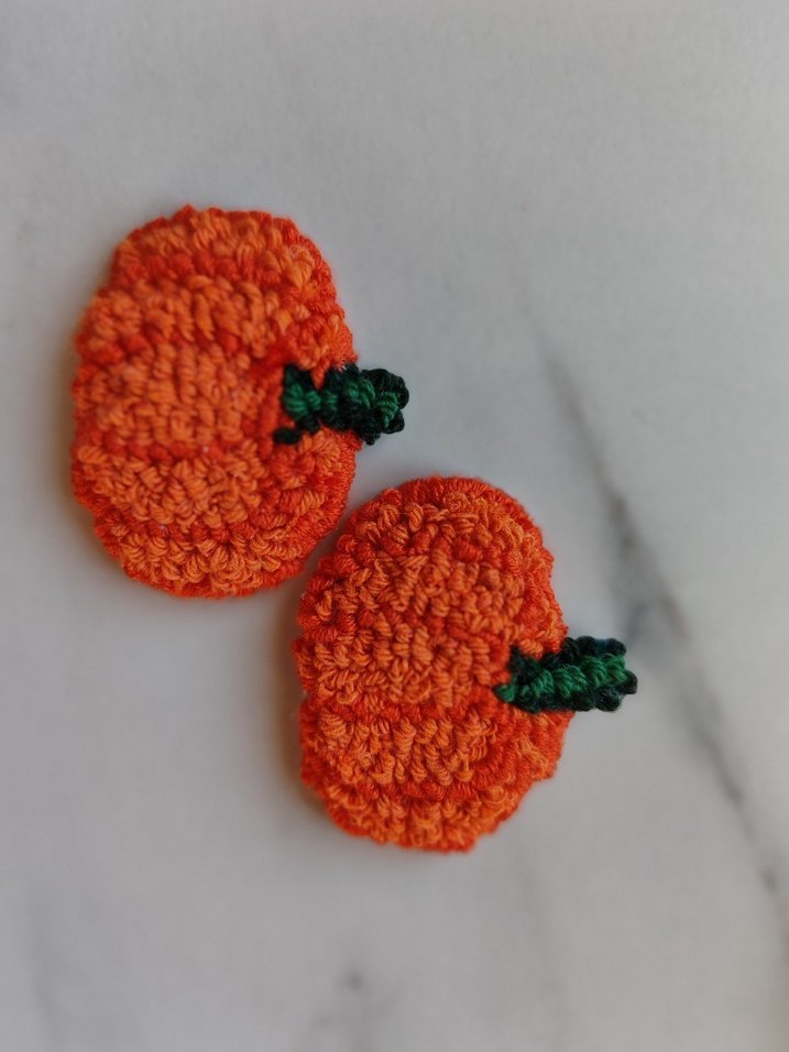 Balkabağı Nakışlı punch needle Çocuk Toka - Görsel 4