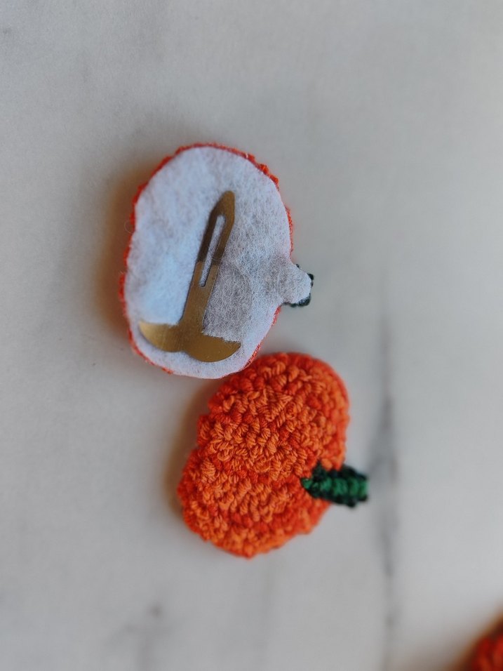 Balkabağı Nakışlı punch needle Çocuk Toka - Görsel 2