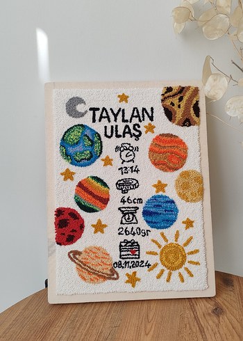 Çocuk doğum tablosu, Çok Renkli, Uzay Temalı - Görsel 4