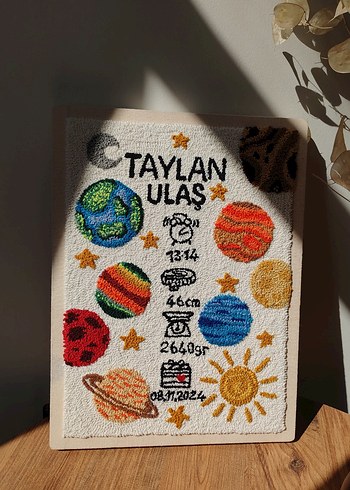 Çocuk doğum tablosu, Çok Renkli, Uzay Temalı - Görsel 5