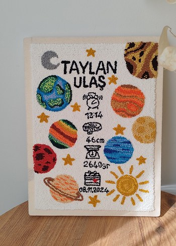 Çocuk doğum tablosu, Çok Renkli, Uzay Temalı - Görsel 3