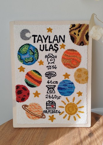 Çocuk doğum tablosu, Çok Renkli, Uzay Temalı - Görsel 2