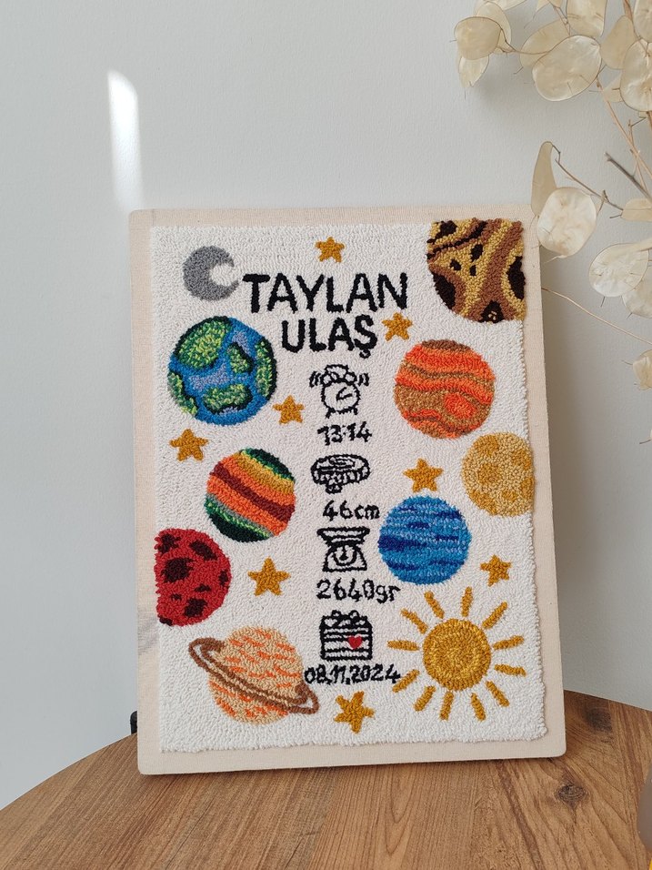 Çocuk doğum tablosu, Çok Renkli, Uzay Temalı - Görsel 4