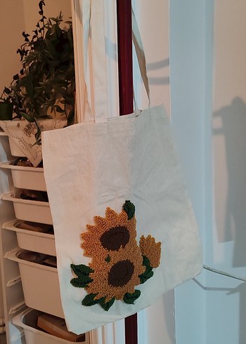 Ayçiçeği Nakışlı Bohem Kadın bez Çanta - Görsel 4