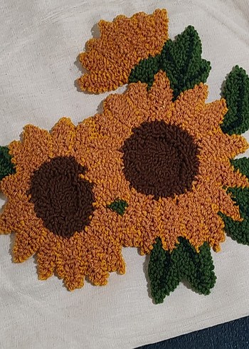 Ayçiçeği Nakışlı Bohem Kadın bez Çanta - Görsel 3